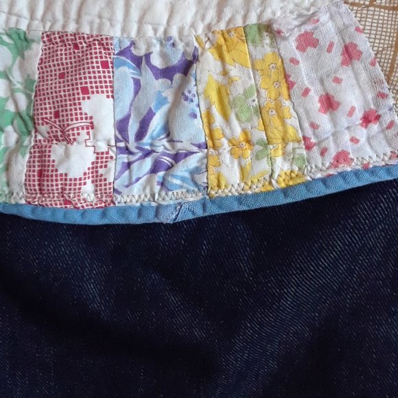 Handmade Dark Denim Shoulder Bag Purse Vintage Quilt - Blues - Picture 3 of 7